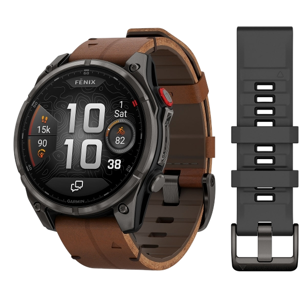 fenix 8 Pro, LTE, 47mm,Saph,CrbnGryTi,Blk/Chsnt Lthr, EMEA 010-03198-40